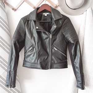 Bar III Black Faux Leather Moto Jacket